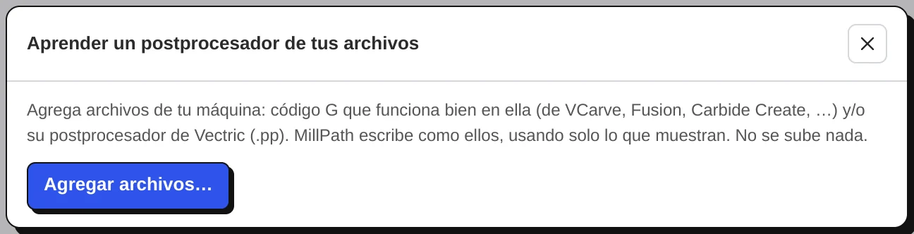 Aprender un postprocesador de tus archivos: añade archivos que funcionan en tu máquina.