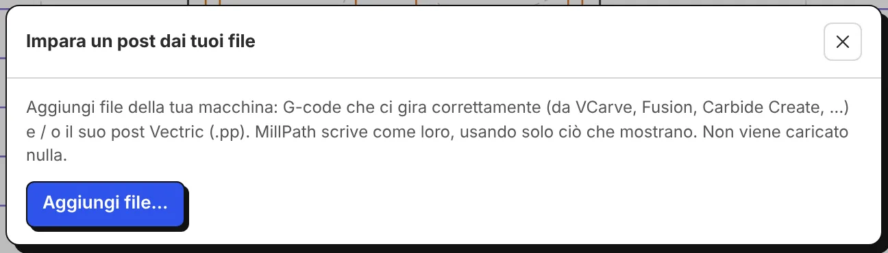 Impara un post dai tuoi file: aggiungi file che girano sulla tua macchina.