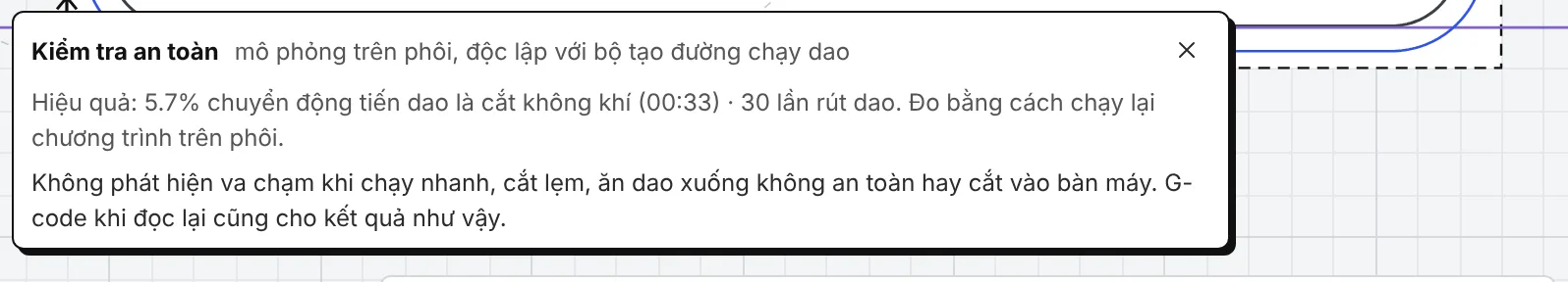 Ô kiểm tra an toàn: hiệu suất và các lỗi tìm thấy.